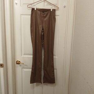 H&M Divided Vegan Faux Leather Pants Women's Size 4 Brown